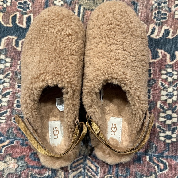 UGG Tan Fuzzy Slip-On Mules - Picture 2 of 4